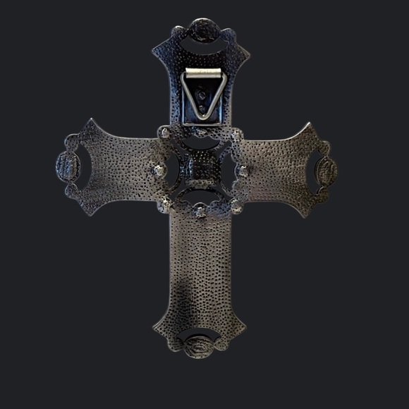 Blue Enamel Metal Cross with Rhinestones. Pre owned - Picture 3 of 3